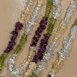 Amethyst Peridot Aquamarine Chip Necklace